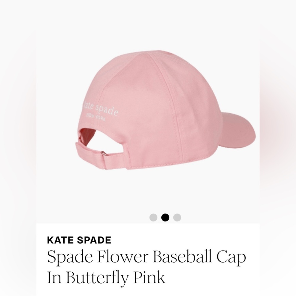 Kate Spade Pink Baseball Cap 
with White Floral Embroidery